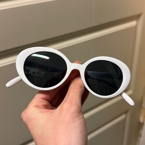 Urban Outfitters Retro White Oval Sunglasses